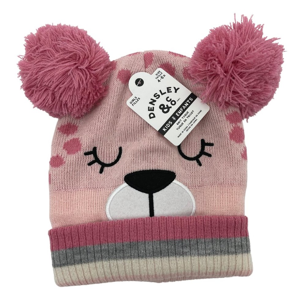Densley & Co Girl's Knit Toque | Animal Print | Unicorn &  Bear | Pink & Purple